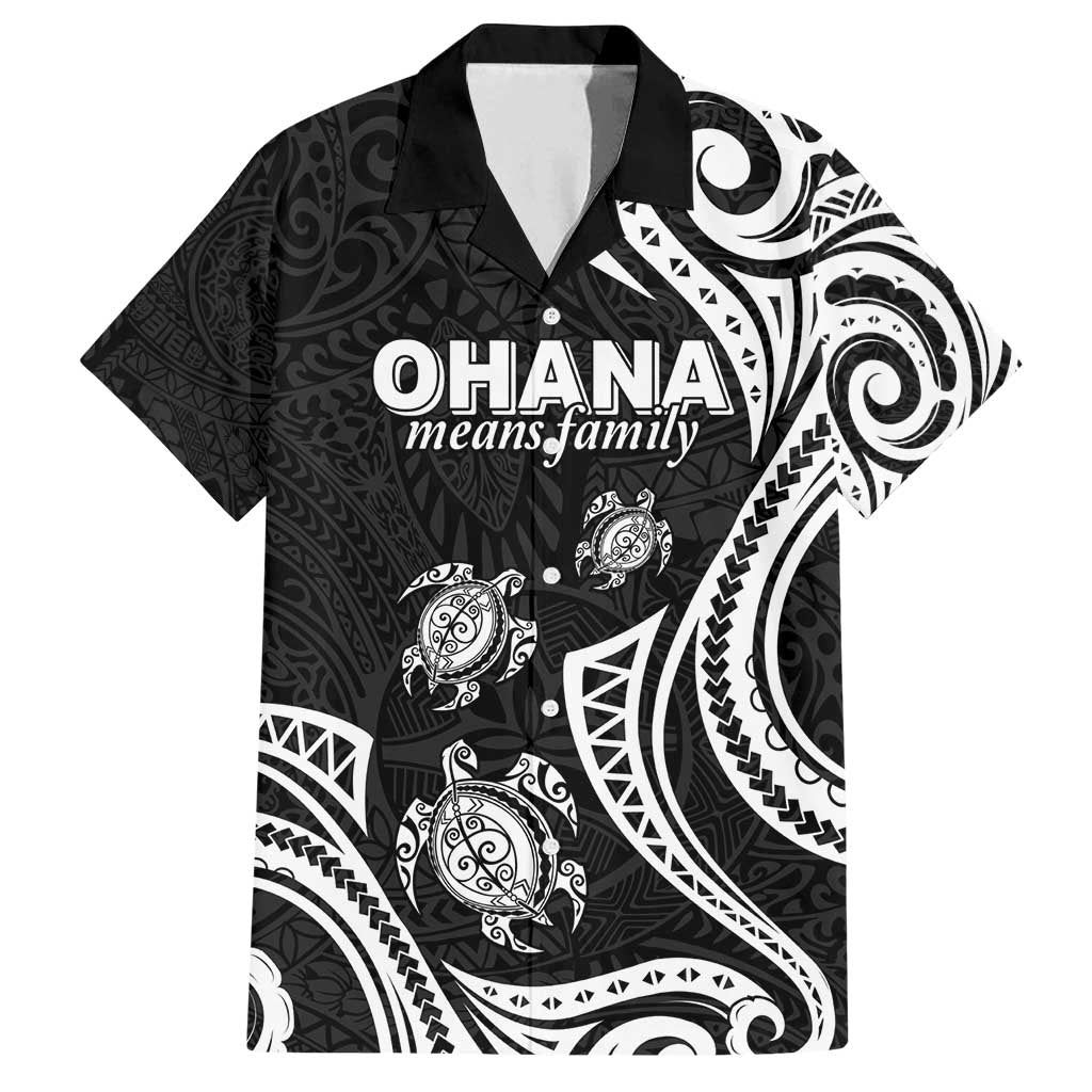 Hawaii Ohana Means Family Family Matching Long Sleeve Bodycon Dress and Hawaiian Shirt Sea Turtle Polynesian Style