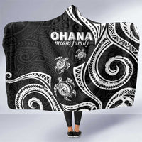 Hawaii Ohana Means Family Hooded Blanket Sea Turtle Polynesian Style LT05 One Size Black - Polynesian Pride