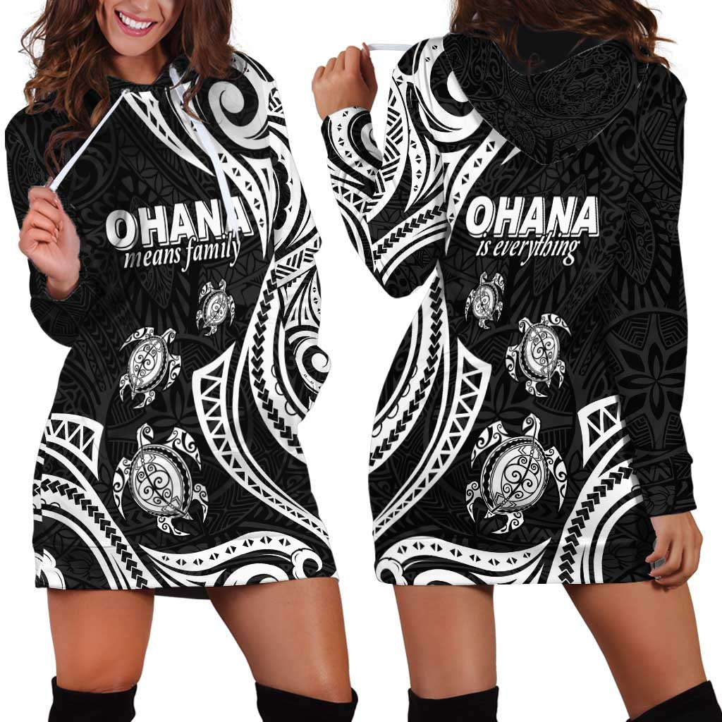 Hawaii Ohana Means Family Hoodie Dress Sea Turtle Polynesian Style