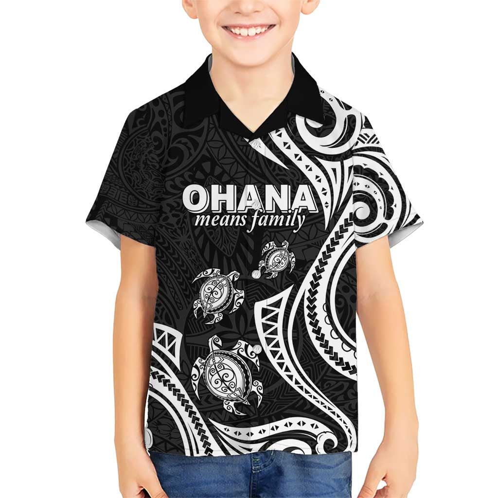Hawaii Ohana Means Family Kid Hawaiian Shirt Sea Turtle Polynesian Style