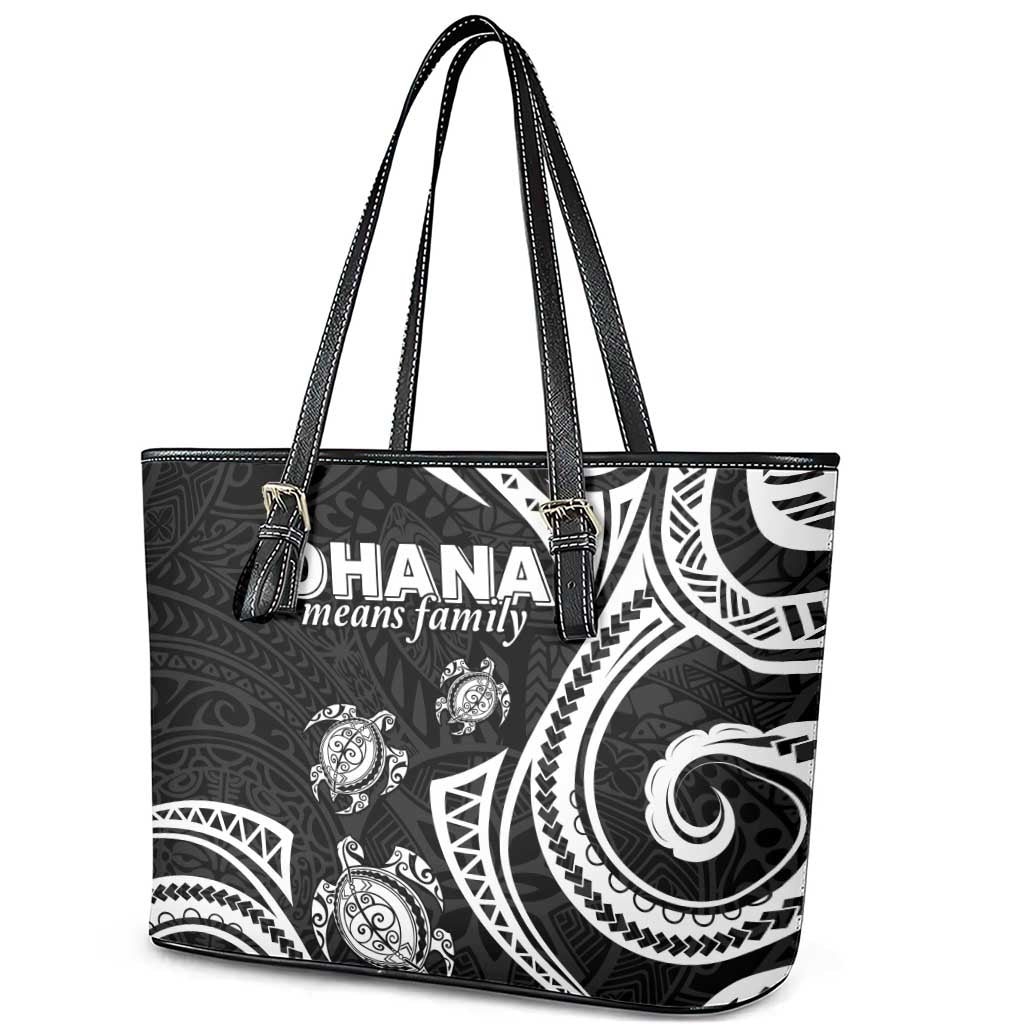 Hawaii Ohana Means Family Leather Tote Bag Sea Turtle Polynesian Style LT05 - Polynesian Pride
