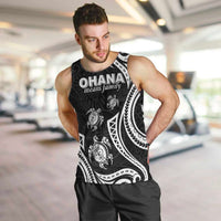 Hawaii Ohana Means Family Men Tank Top Sea Turtle Polynesian Style LT05 Black - Polynesian Pride