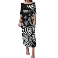 Hawaii Ohana Means Family Puletasi Sea Turtle Polynesian Style LT05 Long Dress Black - Polynesian Pride