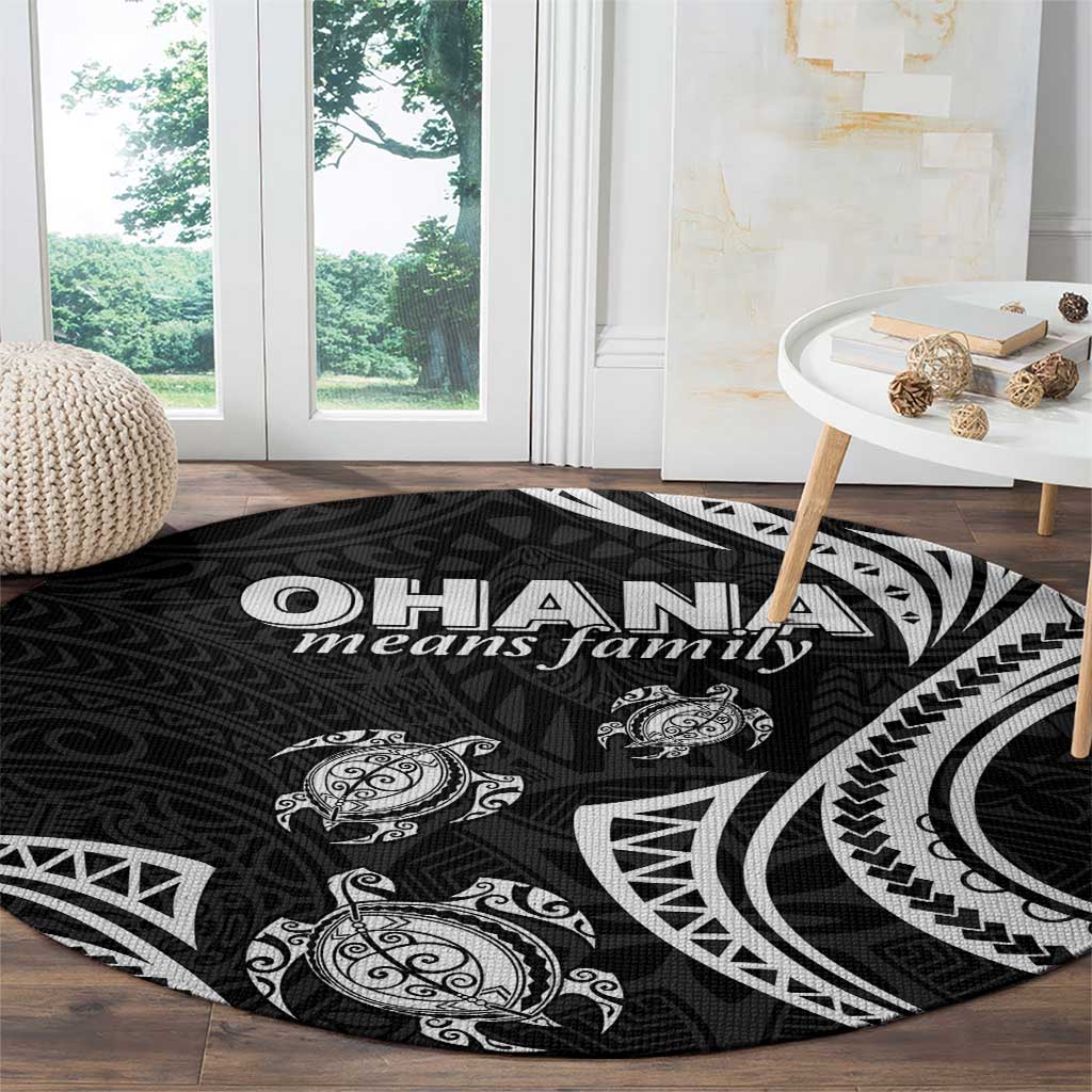 Hawaii Ohana Means Family Round Carpet Sea Turtle Polynesian Style