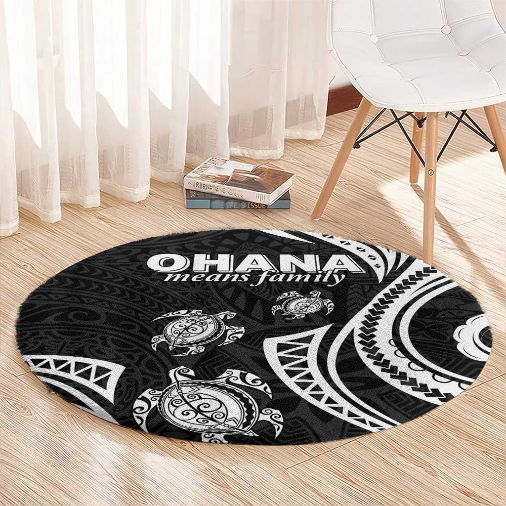 Hawaii Ohana Means Family Round Carpet Sea Turtle Polynesian Style