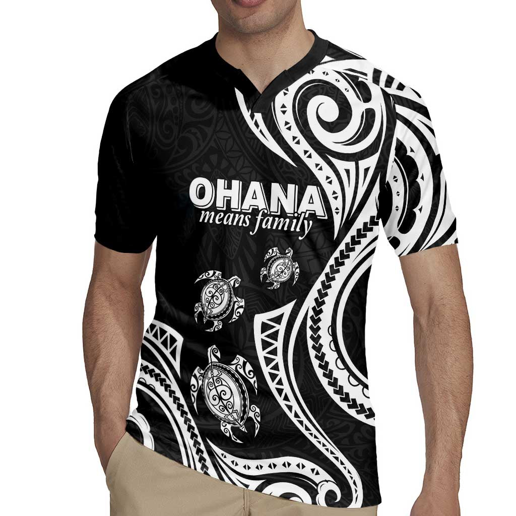 Hawaii Ohana Means Family Rugby Jersey Sea Turtle Polynesian Style LT05 - Polynesian Pride