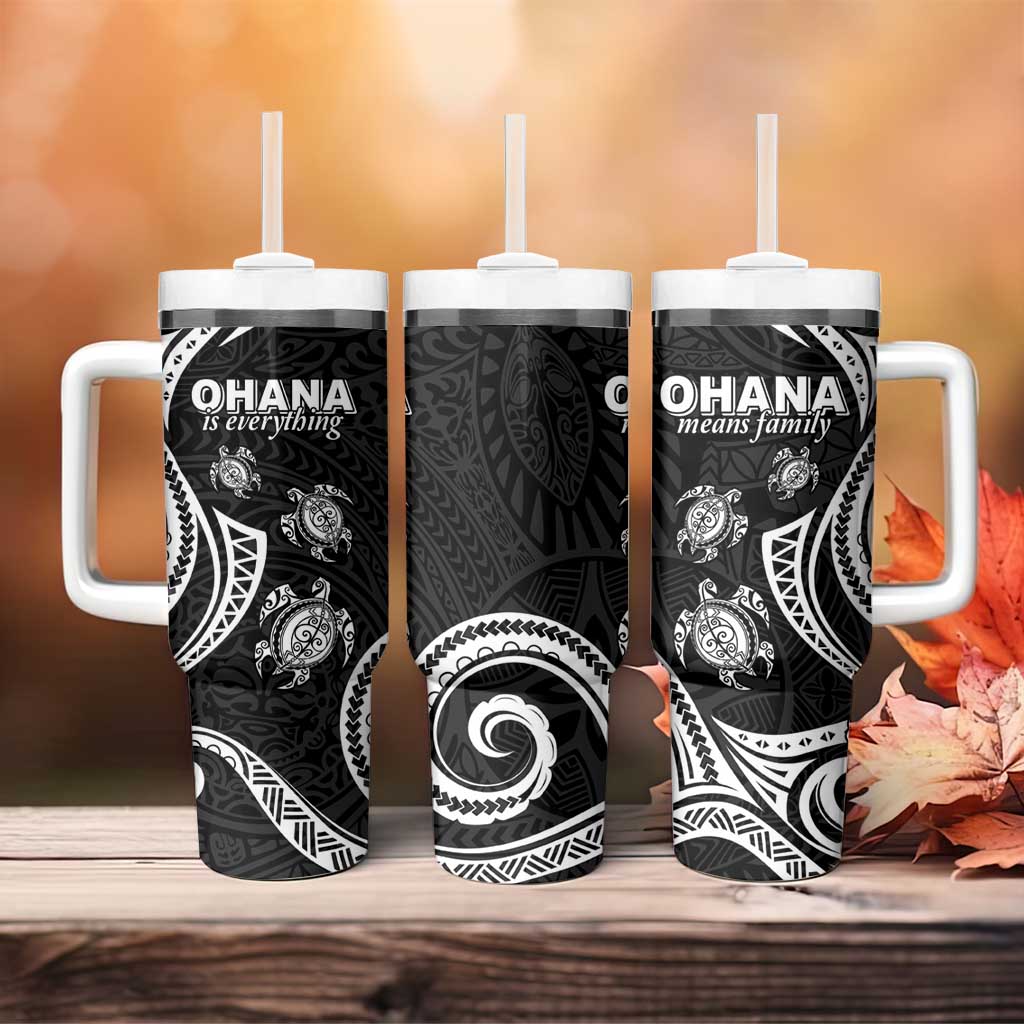 Hawaii Ohana Means Family Tumbler With Handle Sea Turtle Polynesian Style