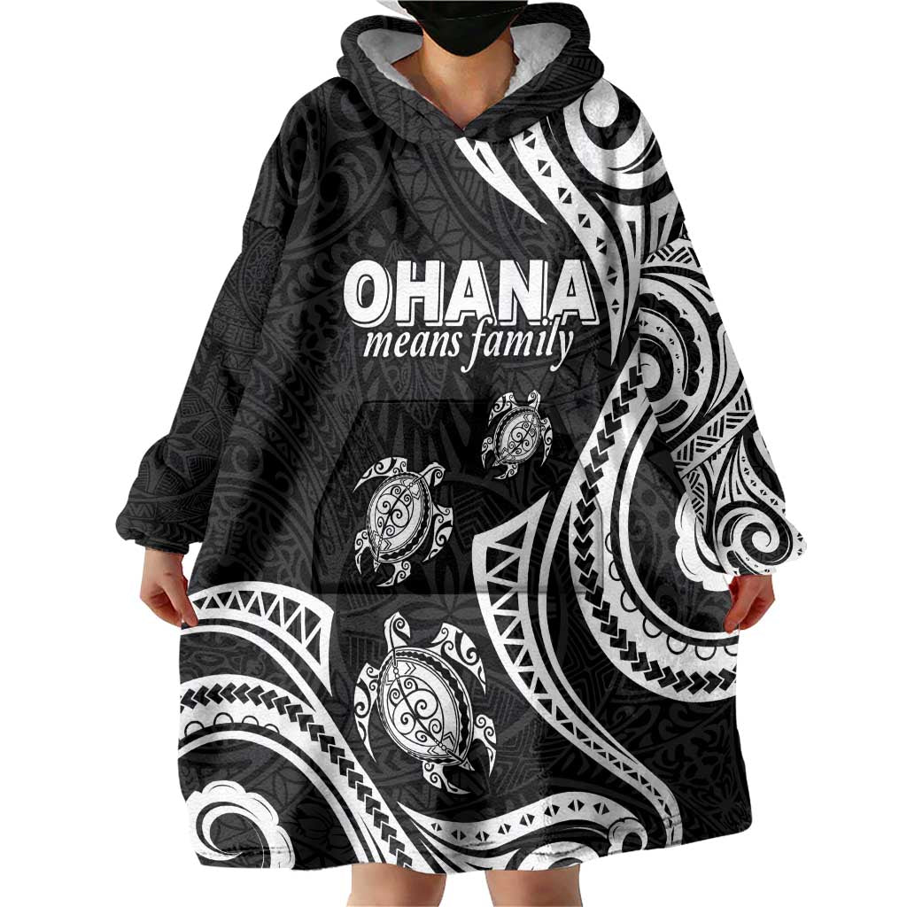 Hawaii Ohana Means Family Wearable Blanket Hoodie Sea Turtle Polynesian Style LT05 - Polynesian Pride