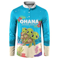 Ohana Hawaii Button Sweatshirt Kawaii Family Turtle LT05 Blue - Polynesian Pride