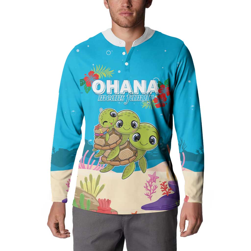 Ohana Hawaii Button Sweatshirt Kawaii Family Turtle LT05 - Polynesian Pride