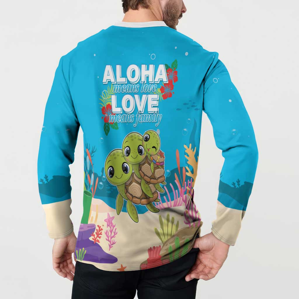 Ohana Hawaii Button Sweatshirt Kawaii Family Turtle LT05 - Polynesian Pride