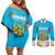 Ohana Hawaii Couples Matching Off Shoulder Short Dress and Long Sleeve Button Shirt Kawaii Family Turtle