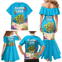 Ohana Hawaii Family Matching Mermaid Dress and Hawaiian Shirt Kawaii Family Turtle