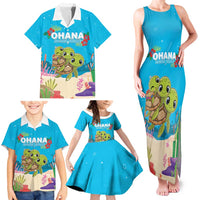 Ohana Hawaii Family Matching Tank Maxi Dress and Hawaiian Shirt Kawaii Family Turtle