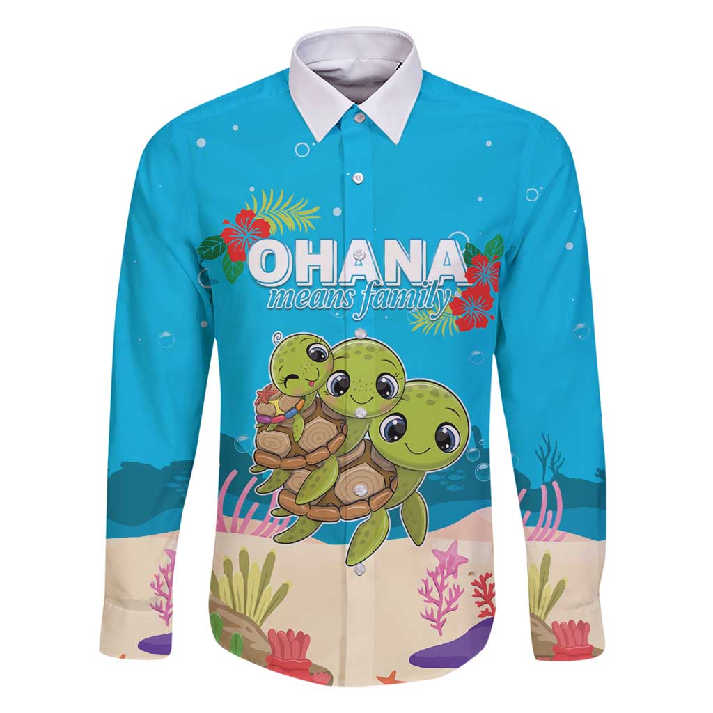Ohana Hawaii Family Matching Tank Maxi Dress and Hawaiian Shirt Kawaii Family Turtle