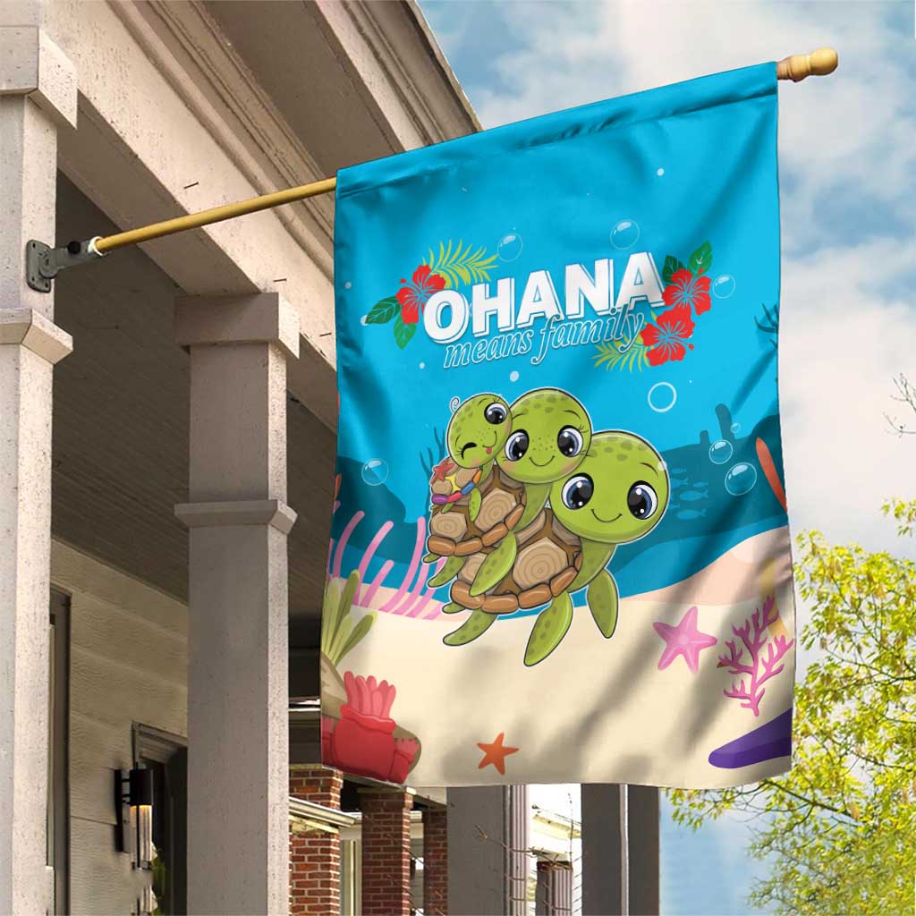 Ohana Hawaii Garden Flag Kawaii Family Turtle