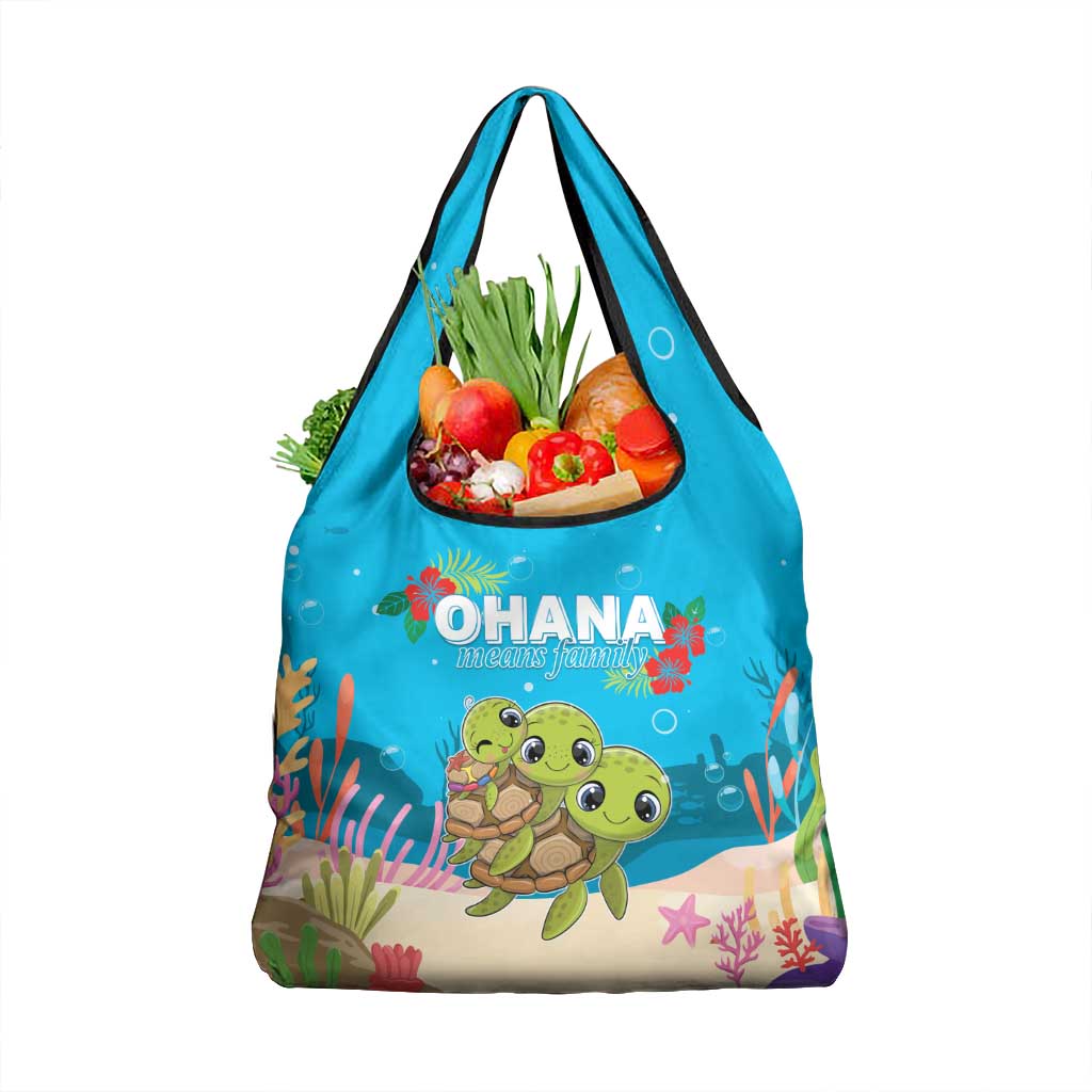Ohana Hawaii Grocery Bag Kawaii Family Turtle LT05 1-pack One Size Blue - Polynesian Pride