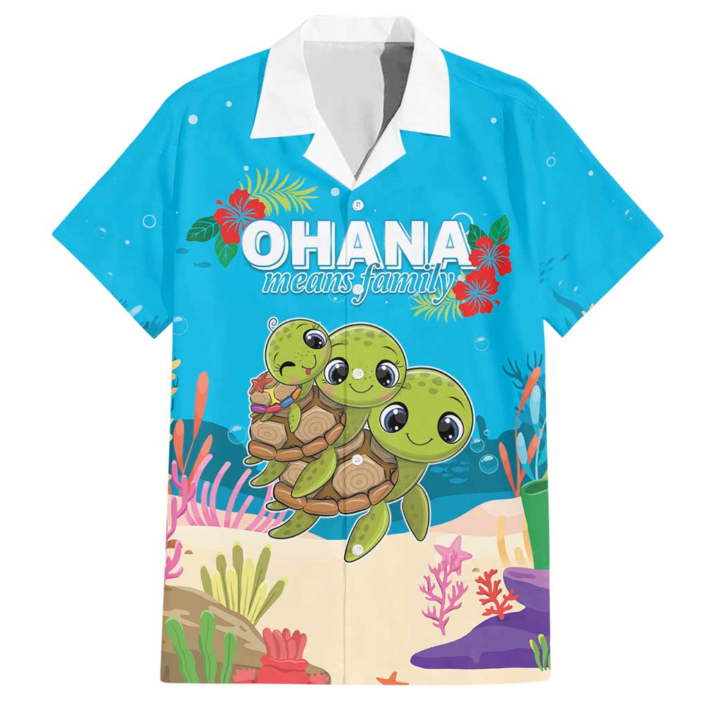 Ohana Hawaii Hawaiian Shirt Kawaii Family Turtle LT05 Blue - Polynesian Pride
