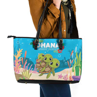 Ohana Hawaii Leather Tote Bag Kawaii Family Turtle LT05 - Polynesian Pride