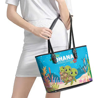 Ohana Hawaii Leather Tote Bag Kawaii Family Turtle LT05 - Polynesian Pride