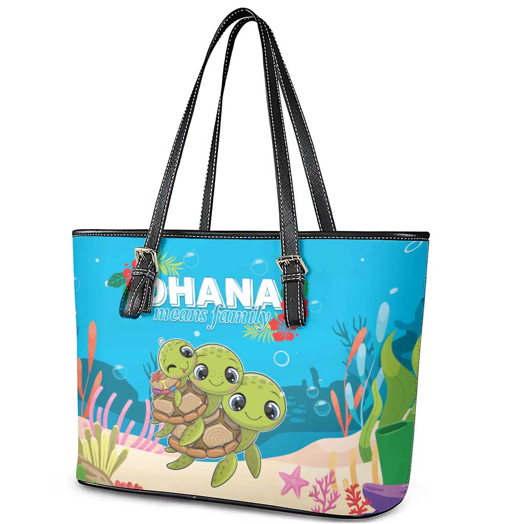 Ohana Hawaii Leather Tote Bag Kawaii Family Turtle LT05 - Polynesian Pride