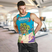 Ohana Hawaii Men Tank Top Kawaii Family Turtle LT05 Blue - Polynesian Pride