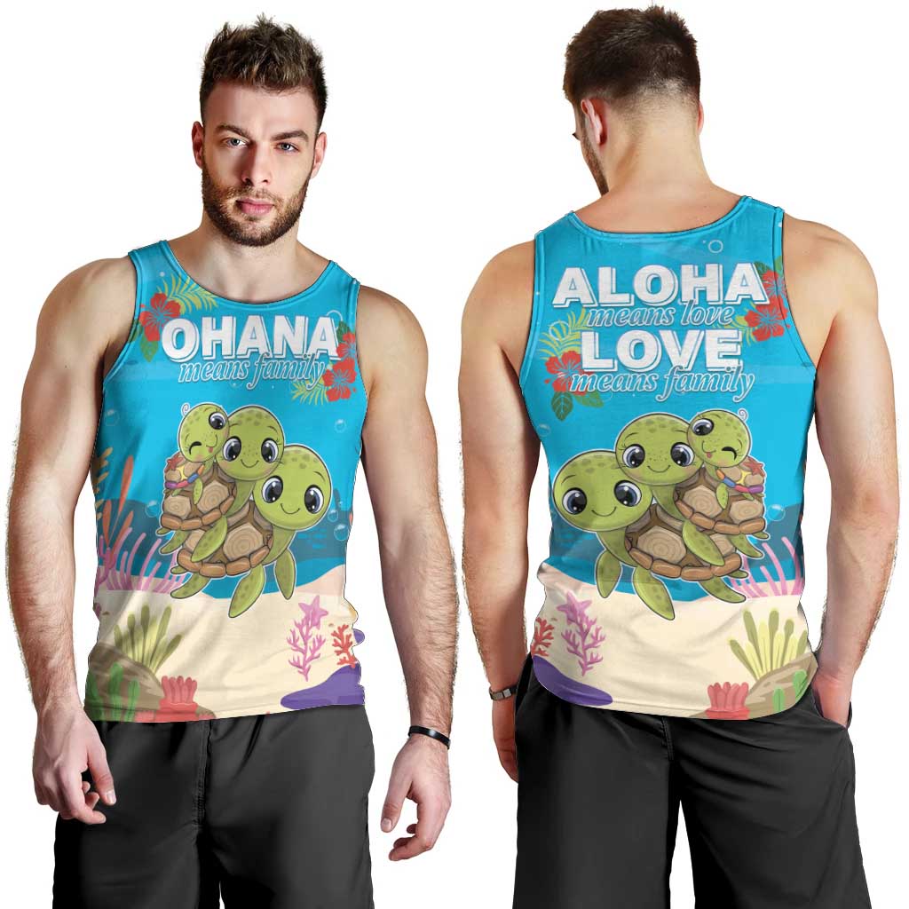 Ohana Hawaii Men Tank Top Kawaii Family Turtle LT05 - Polynesian Pride