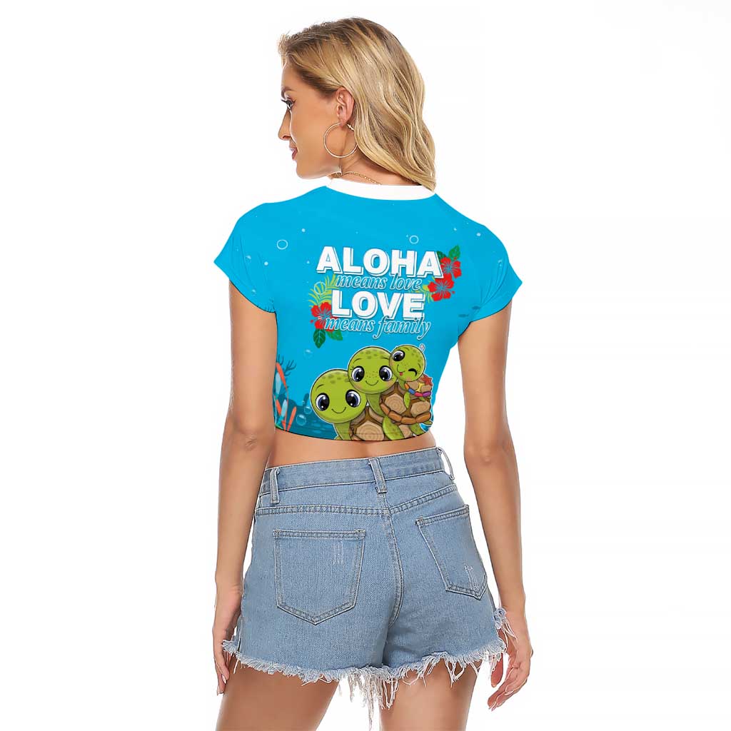 Ohana Hawaii Raglan Cropped T Shirt Kawaii Family Turtle LT05 - Polynesian Pride