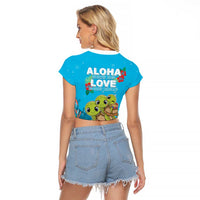 Ohana Hawaii Raglan Cropped T Shirt Kawaii Family Turtle LT05 - Polynesian Pride