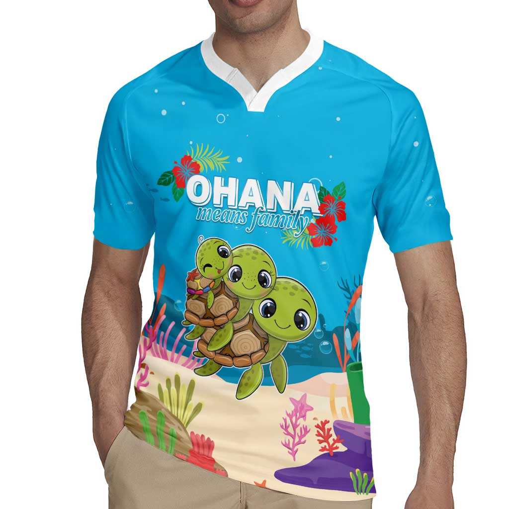 Ohana Hawaii Rugby Jersey Kawaii Family Turtle