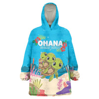 Ohana Hawaii Wearable Blanket Hoodie Kawaii Family Turtle LT05 One Size Blue - Polynesian Pride