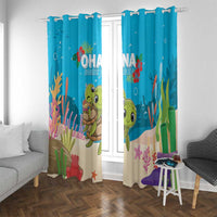 Ohana Hawaii Window Curtain Kawaii Family Turtle LT05 With Grommets Blue - Polynesian Pride