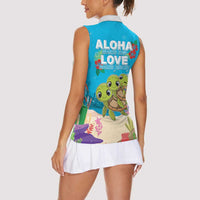 Ohana Hawaii Women Sleeveless Polo Shirt Kawaii Family Turtle