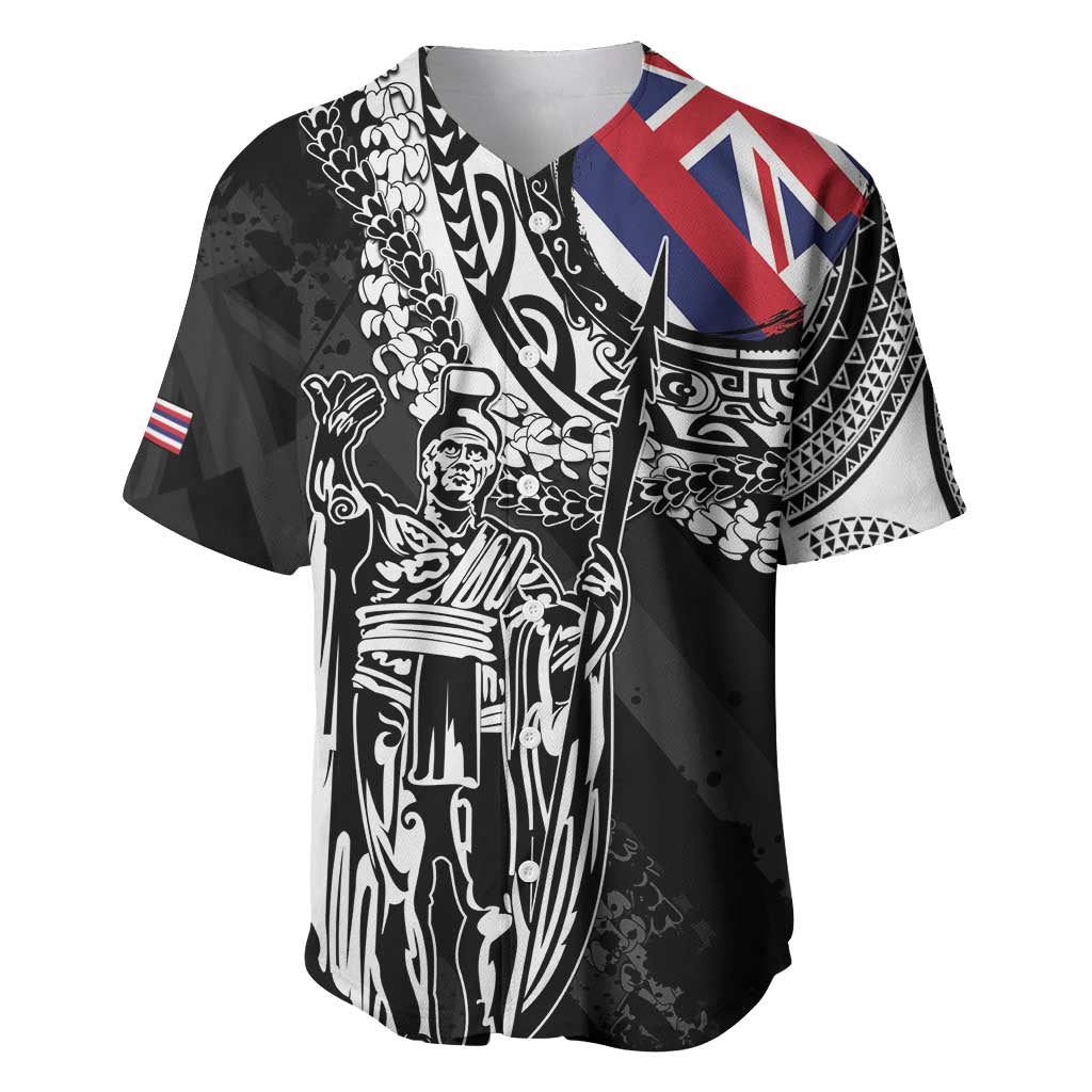 Hawaii King Flag Baseball Jersey Hawaiian Maile Lei - Polynesian Pride