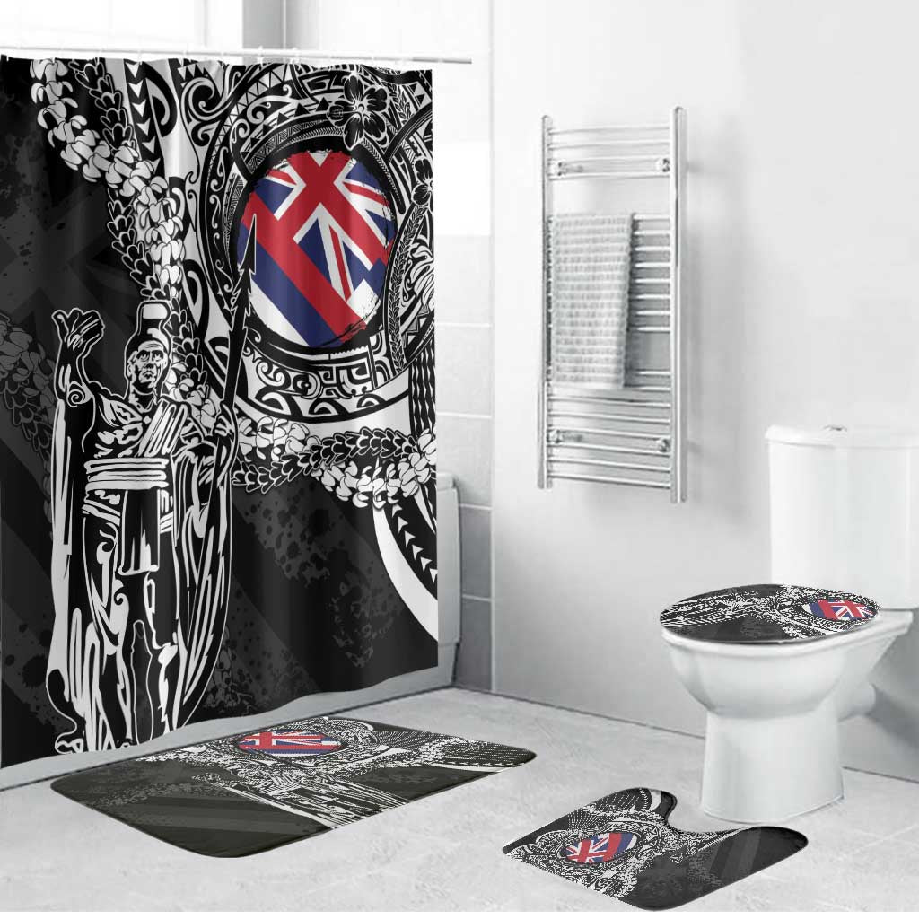 Hawaii King Flag Bathroom Set Hawaiian Maile Lei LT05 Bathroom Set (4 pcs) Black - Polynesian Pride