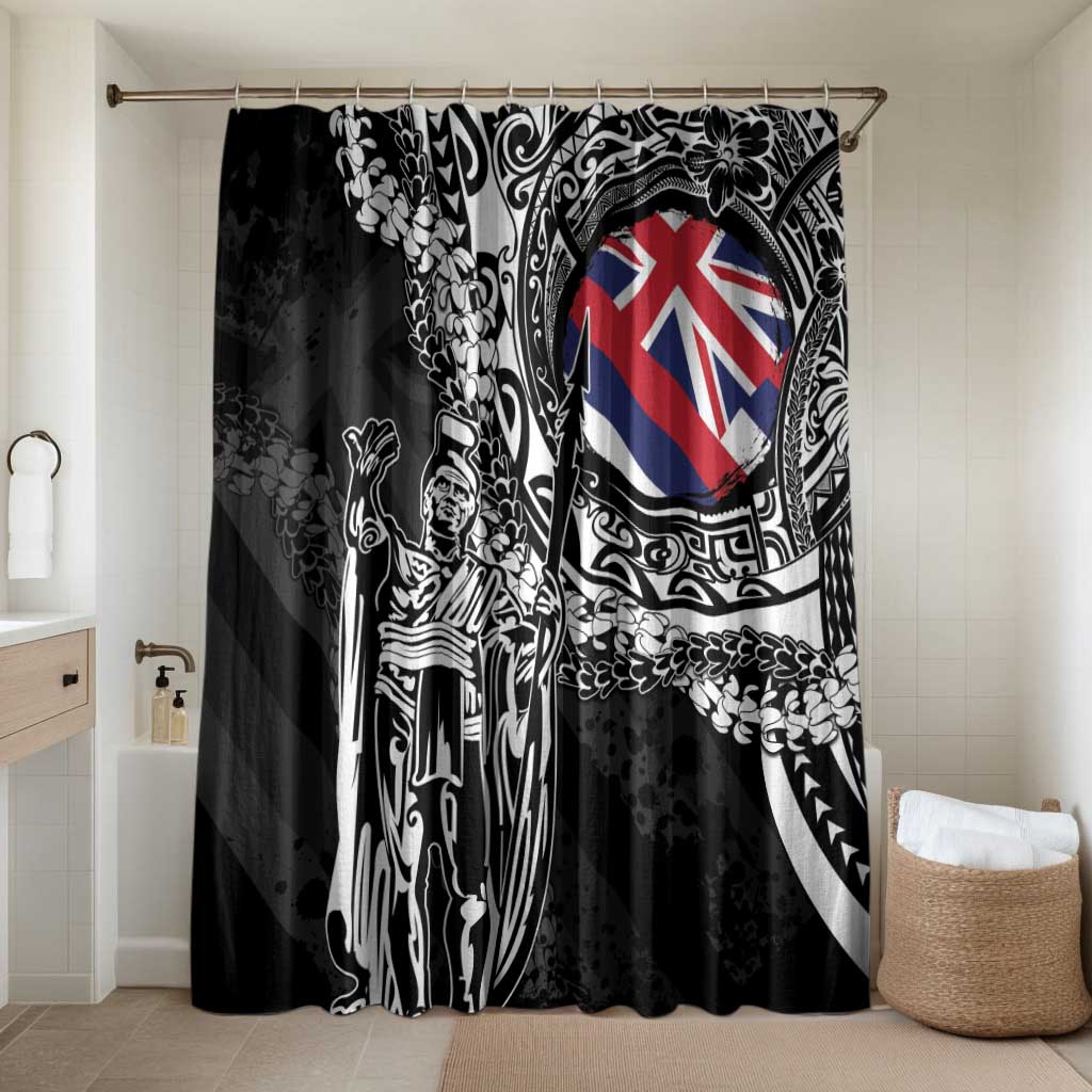 Hawaii King Flag Bathroom Set Hawaiian Maile Lei LT05 Shower Curtain Only Black - Polynesian Pride