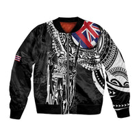 Hawaii King Flag Bomber Jacket Hawaiian Maile Lei - Polynesian Pride