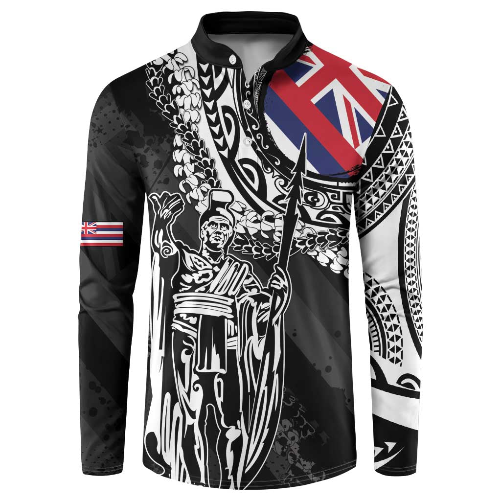 Hawaii King Flag Button Sweatshirt Hawaiian Maile Lei - Polynesian Pride