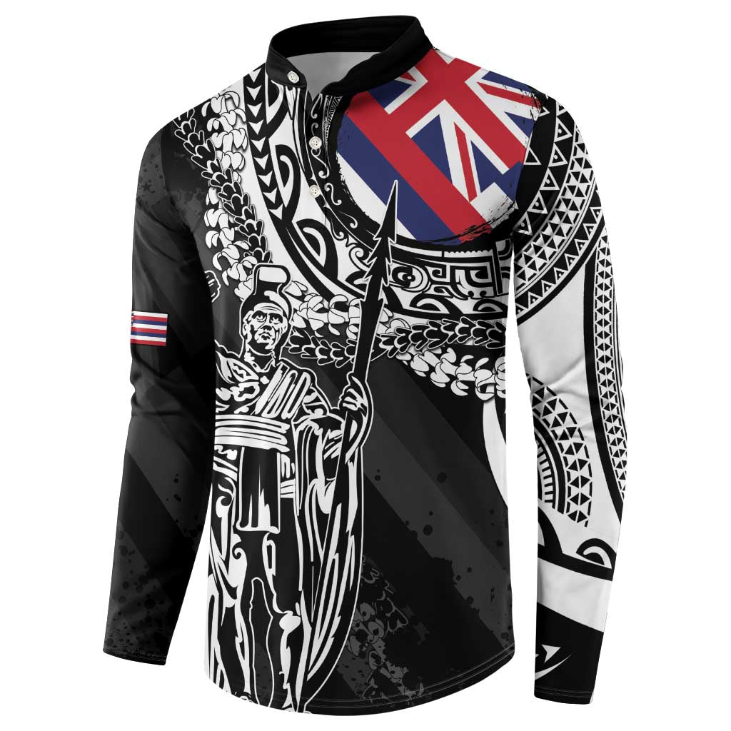 Hawaii King Flag Button Sweatshirt Hawaiian Maile Lei - Polynesian Pride