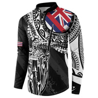 Hawaii King Flag Button Sweatshirt Hawaiian Maile Lei - Polynesian Pride