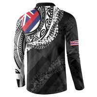 Hawaii King Flag Button Sweatshirt Hawaiian Maile Lei - Polynesian Pride