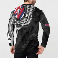 Hawaii King Flag Button Sweatshirt Hawaiian Maile Lei - Polynesian Pride