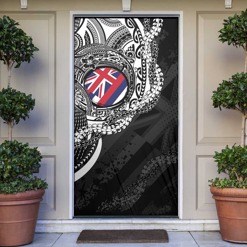 Hawaii King Flag Door Cover Hawaiian Maile Lei LT05 Black - Polynesian Pride