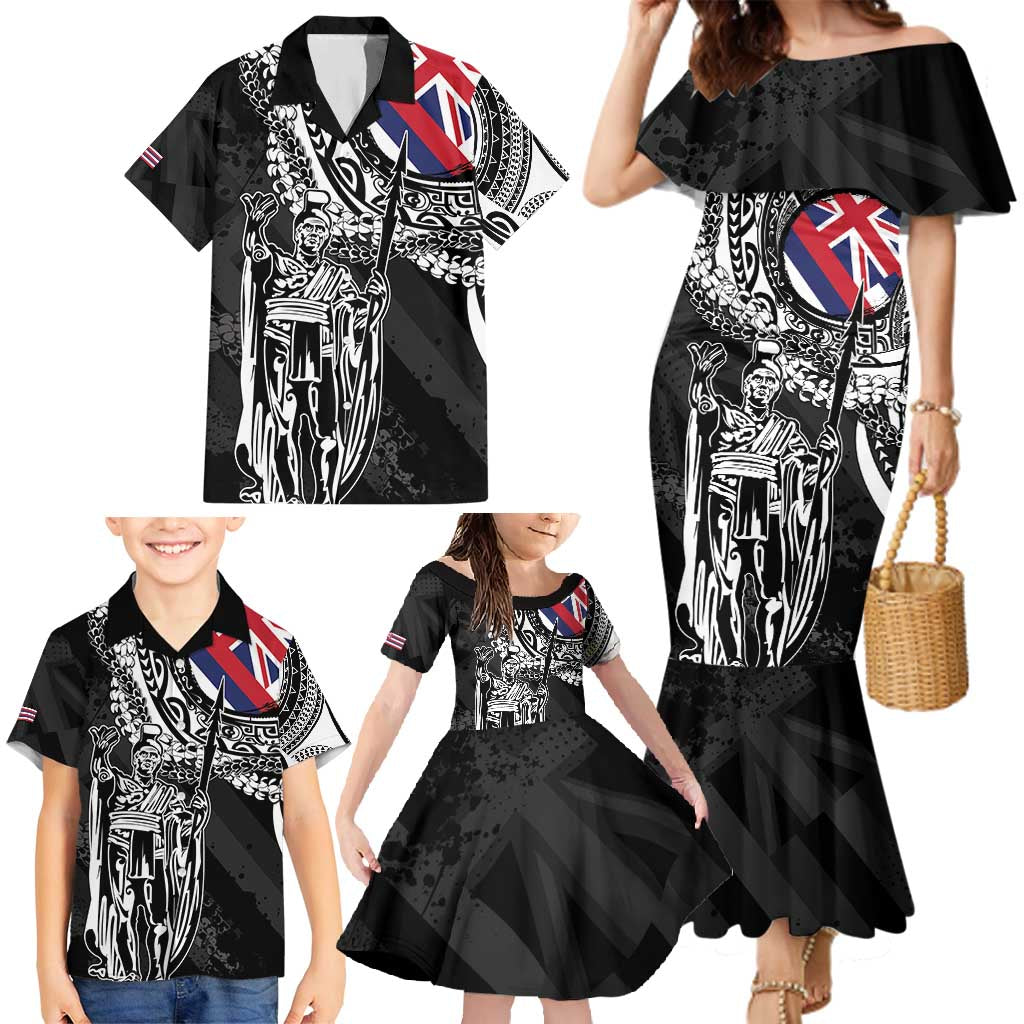 Hawaii King Flag Family Matching Mermaid Dress and Hawaiian Shirt Hawaiian Maile Lei - Polynesian Pride