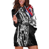 Hawaii King Flag Hoodie Dress Hawaiian Maile Lei LT05 Black - Polynesian Pride