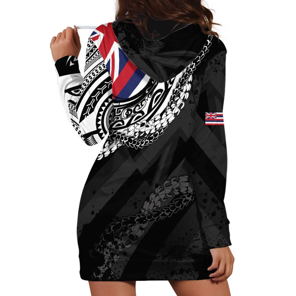 Hawaii King Flag Hoodie Dress Hawaiian Maile Lei LT05 - Polynesian Pride