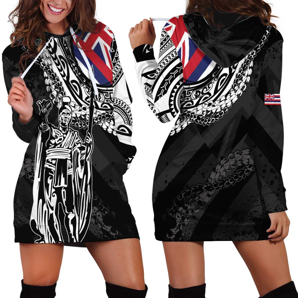 Hawaii King Flag Hoodie Dress Hawaiian Maile Lei LT05 - Polynesian Pride