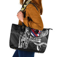 Hawaii King Flag Leather Tote Bag Hawaiian Maile Lei - Polynesian Pride