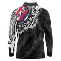 Hawaii King Flag Long Sleeve Polo Shirt Hawaiian Maile Lei - Polynesian Pride