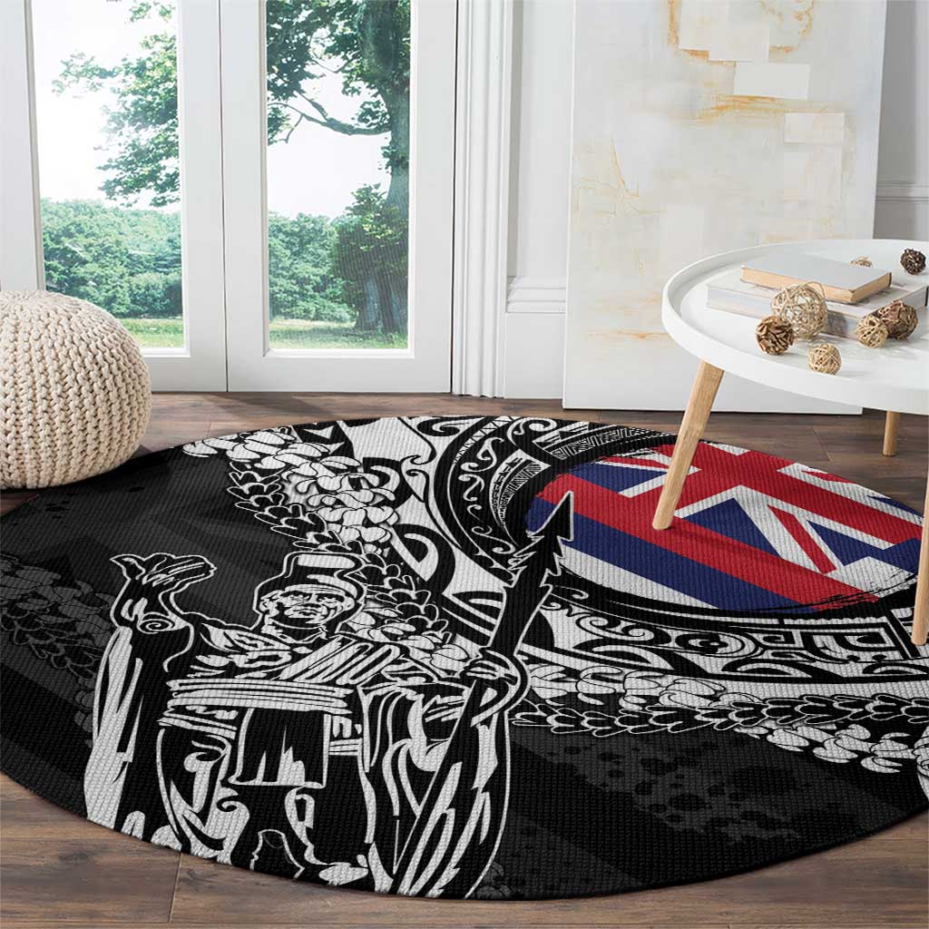 Hawaii King Flag Round Carpet Hawaiian Maile Lei - Polynesian Pride
